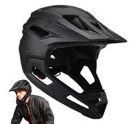 Bike Helmet - Black, Helmet with Removable Chin Guard | Adjustable Cycle Helmett | Multi Terrain Cycling Safety Equipment For Bicycles Professional Protection Cycling Gear