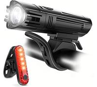 Bike Light Set USB Recargable - 400 Lumen Super Light Light Frontal Light Light Combinations LED Bicycle Lights, IPX4 Impermeable, 8 modos de luz Se adapta a toda la bicicleta (incluye 2 cables USB)