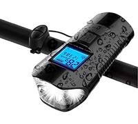 Bike Light Set USB Recargable Bicicleta Luz Frente Atrás Super Brillante Impermeable Bicicleta Odómetro Speedómetro 4 Modos de Luz y Trompeta Se adapta a todas las bicicletas, Montaña, Camino