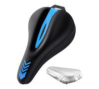 Bike Seat Cover 28x18x3.5cm, Breathable Shock-Absorbing Silicone Cushion with Rain Shield, Comfortable Bicycle Seat Pad for Adult Women Men Kids Cruiser Riding