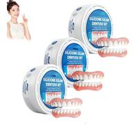 Bikenda Silicone Reline Denture Set, Denture Silicone Reline Kit, Soft Denture Silicone Reline Kit, Silicone Instant Teeth For Men Women (3 PCS)