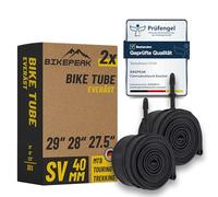 BikePeak Everäst - Juego de 2 cámaras de aire para bicicleta (2 unidades, 29, 28, 27,5 pulgadas, con válvula Sclaverand negra, 40 mm, válvula SV Presta, ETRTO 40/62-584/635, 700 C)
