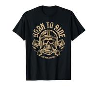 Biker Born To Ride Skeleton Ride Hard Live Free Camiseta