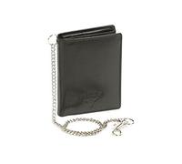 Biker Cartera Trucker Motociclista Monedero con la Cadena Cromo para señores y señoras Biker, Piel auténtica, Negro