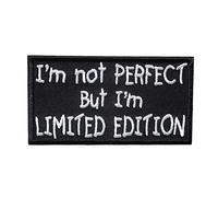 Biker Cotizar Frase IṀM Not Perfect But IṀM Limited Edition - Parches Termoadhesivos Bordados Aplique Ropa, Tamaño: 9 x 5 cm