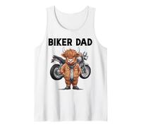 Biker Dad, Divertida vaquilla Motera Escocesa, Vaca de Las Highlands Camiseta sin Mangas