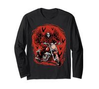 Biker Grim Reaper Ángel de la Muerte Cráneo Motocicleta Halloween Manga Larga