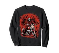 Biker Grim Reaper Ángel de la Muerte Cráneo Motocicleta Halloween Sudadera