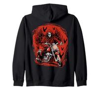 Biker Grim Reaper Ángel de la Muerte Cráneo Motocicleta Halloween Sudadera con Capucha