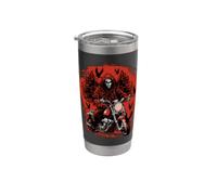 Biker Grim Reaper Ángel de la Muerte Cráneo Motocicleta Halloween Vaso térmico de acero inoxidable de doble pared