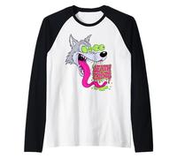 Biker Lowbrow Howling Wolf Wolves Rockabilly 50s Camiseta Manga Raglan