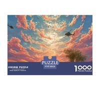 Biker Riding in The Desert 1000 Stück Stabiler Karton Puzzle Wolf Under The Sunset Stressabbau Kreatives Spiel Puzzles Als Wohnaccessoires 38x26cm/1000pcs
