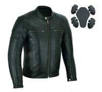 Bikers Gear Australia Chaqueta de Cuero para Motocicleta Hombre Chaqueta Cafe Racer con Armadura CE Auténtica Cuero Genuino Resistente a la Intemperie Negro Talla M