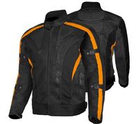 BIKERS GEAR AUSTRALIA PHILLIP ISLAND BG Bikers Gear Australia - Chaqueta de moto de verano para hombre, ligera, de malla de flujo de aire, ventilada, con armadura CE 1621-1, Negro/Org, L