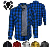 Bikers Gear - Chaqueta para motocicleta, camisa de moto Kevlar, camisa blindada de 280 g/m², aramida Dupont™ Kevlar® con protección CE, Chk Blue, 64