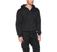 Bikers Gear Crossfire - Chaqueta negra con capucha para motocicleta, totalmente forrada con armadura de poliuretano DuPont™ Kevlar® CE1621-1 reforzada (Lrg 44/46 pulgadas)