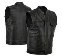 Bikers Gear Sons Of Anarchy - Chaleco de cuero para hombre, Negro, XL