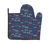 Bikes - Juego de 2 manoplas de horno y soportes para ollas para bicicleta, para cocinar, barbacoa, cocina, regalo para chef, amantes, mamá