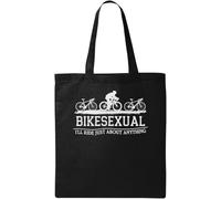 Bikesexual I'll Ride Just About Anything Funny Bicycle Meme - Bolsa de algodón ecológico natural, color negro, talla única, Negro -, Talla única