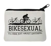 Bikesexual I'll Ride Just about Anything Funny Bicycle Meme - Monedero de neopreno (10 x 11 cm), color blanco, White, Talla única