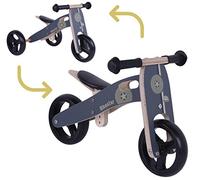 BIKESTAR 2 in 1 Bicicleta sin Pedales Madera para niños y niñas Bici Ajustable 7 Pulgadas | Bicicleta y Triciclo Mini a Partir de 1-1,5 años | 7" Edición Sport Negro