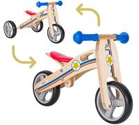 BIKESTAR 2 in 1 Bicicleta sin Pedales Madera para niños y niñas Bici Ajustable 7 Pulgadas | Bicicleta y Triciclo Mini a Partir de 1-1,5 años | 7" Edición Sport Azul