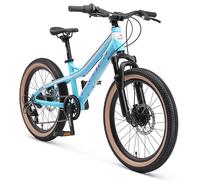 BIKESTAR Bicicleta de montaña de Aluminio Bicicleta Juvenil 20 Pulgadas de 6 a 9 años | Cambio Shimano de 7 velocidades, Freno de Disco, Horquilla de suspensión | niños Bicicleta Turquesa Blanco