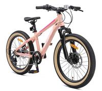 BIKESTAR Bicicleta de montaña Juvenil de Aluminio 20 Pulgadas de 6 a 9 años | Bici niños Cambio Shimano de 7 velocidades, Freno de Disco, Horquilla de suspensión | Berry