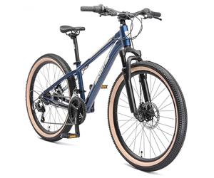 BIKESTAR Bicicleta de montaña Juvenil de Aluminio 24 Pulgadas de 10 a 13 años | Bici niños Cambio Shimano de 21 velocidades, Freno de Disco, Horquilla de suspensión | Azul
