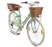 BIKESTAR Bicicleta de Paseo Aluminio 26" 28" Pulgadas | Bici de Cuidad Urbana 7 Velocidades Vintage para Mujeres con Timbre, Cesta, luz y reflectores