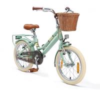 BIKESTAR Bicicleta Infantil de Aluminio a Partir de 4 años | Bicicleta Retro Urbana de 16 Pulgadas con Cesta y Freno en V | Mentha