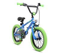 BIKESTAR Bicicleta Infantil para niños y niñas a Partir de 4 años | Bici 16 Pulgadas con Frenos | 16" Edición BMX Azul Verde