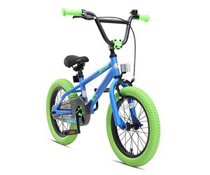 BIKESTAR Bicicleta Infantil para niños y niñas a Partir de 4 años | Bici 16 Pulgadas con Frenos | 16" Edición BMX Azul Verde