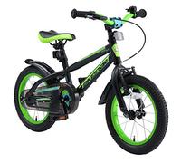 BIKESTAR Bicicleta Infantil para niños y niñas a Partir de 4 años | Bici de montaña 14 Pulgadas con Frenos | 14" Edición Mountainbike Nero Verde