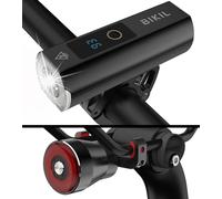 BIKIL Luces Bicicleta Delantera y Trasera y Soportes de Aluminio Luz Trasera Inteligente Luz Bicicleta Recargable USB C de 5000 mAh con indicador de Nivel de batería Linterna Bicicleta Potente led