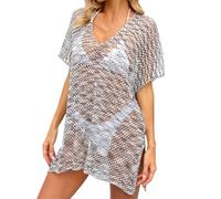 Bikin Cover Up Poncho de playa, túnica de playa, pareos, vacaciones en la playa, ropa de playa para mujer, ropa de playa ligera, traje de baño para piscina y playa, manga corta, transpirable, ropa de
