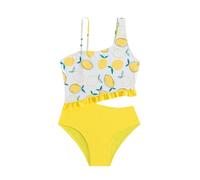 Bikini Adolescente Chica, Conjunto Niña, Traje de baño de Playa sin Mangas con Estampado de Limones para niñas pequeñas Ideal para Primavera y Verano (Amarillo 9-10 años)