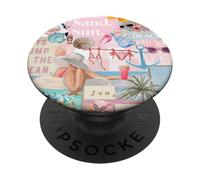 Bikini Aloha Summer Sea Shells Surf Surf Collage con Estampado costero PopSockets PopGrip Adhesivo