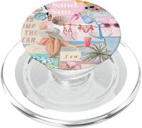Bikini Aloha Summer Sea Shells Surf Surf Collage con Estampado costero PopSockets PopGrip para MagSafe
