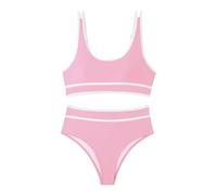 Bikini Bañador Talla Grande Bikinis Talla Grande Mujer Sexy Tallas Grandes Cómodo Dividido Playa Junto Al Mar con Sujetador Cojín Traje de Baño Biquinis de Bañador Brasileño (Pink L)