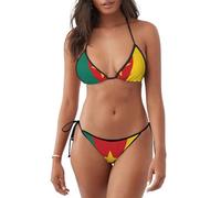 Bikini Bandera De Camerún Impresa Swimwear Dos Piezas Vikinis Triángulo Traje De Baño para Beach Tomar El Sol Vacaciones M