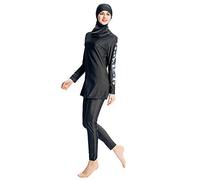 Bikini Braga Alta BañAdor Talla Grande Mujer Traje de baño musulmán Traje de baño Color con Sólido Mujeres Bañarse Playa Trajes Tankinis Moda Mujer Verano 2026 Parte (Black, XXXXL)