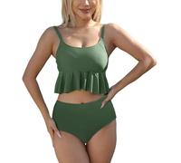 Bikini Braga Alta Bikini Talla Grande Mujer con Aros Sin Relleno Moldeador Parte De Arriba Ropa Trajes Baño Bañadores Bikinis Reductores Bañador Short Tallas Grandes Playa Barriga Antideslizante Tiro