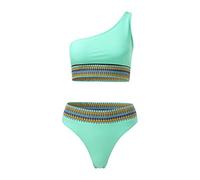 Bikini Braga Alta Reductora Bañador Bikini Mujer 2026 Nuevo Traje de Baño Dividido para Mujer Estampado Empalme Color Contraste Un Hombro Traje Trajes de Baño Bikinis 2026 (Bu2 L)
