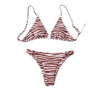 Bikini Braga Alta Reductora Bikinis Natacion Traje de Baño Up Al Estampado Traje de Baño Mujer Playa Conjunto Bikini Acolchado Trajes Bañador Mujer Palabra Honor Trages (Red L)