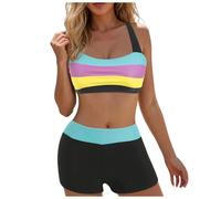 Bikini Braga Alta Traje De Baño De 2 Piezas para Mujer Talla Alta Bikinis para Adolescentes Bañadores Competición Mujer Extragrande Bañador Dos Piezas con Negro