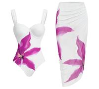 Bikini Braga Alta Traje de Baño Mujer 2 Piezas Bikini de Mujer Sexy con Tirantes Y Estampado Falda Playa Ajustada A La Cadera Traje Baño Que Deja Pasar El Bikinis (Purple L)