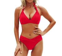 Bikini Cintura Alta Bañador Efecto Vientre Plano Trajes De Baño De Piezas para Mujer Conjunto Bikini Traje Baño Traje Bañador Mujer Reductor Bañadores Una Pieza (Red XL)