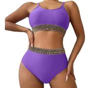 Bikini Cintura Alta Bikinis Reductores Pecho Bikini Set For Women Plus Size Bathing Suit Tank Swimsuit Mid Waist Deep V Neck Wide Straps Mesh Back Hook Tankinis Mujer 2026 Reductores (Purple XXL)