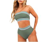 Bikini Cintura Alta Bikinis Reductores Pecho Traje de Baño de Piezas para Mujer Traje Baño Sin Tirantes para Damas del Reino Unido Trajes Top Bikini Mujer Talla Grande (Mint Green XXXL)